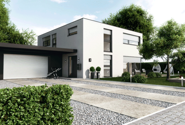 Rolltore-Rolltor-weiss-mit-Haus