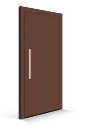Porta d'ingresso Le Corbusier - pannello porta terre sienne brulee - modanatura maniglia terre sienne pale
