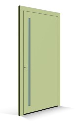 Porta d'ingresso Le Corbusier - pannello porta vert jaunce clair - modanatura maniglia vert anglais clair