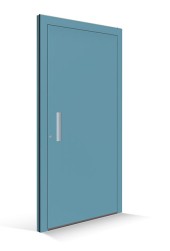 Porta d'ingresso Le Corbusier - pannello porta ceruleen vif - modanatura maniglia outremer pale