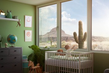 Barrierefreiheit-Kinderzimmer mit Ausblick auf Savanne