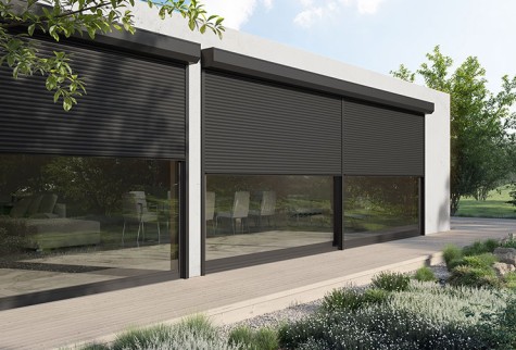 Rollladen-Vorbaurollladen-Aluminium-Weiss-halb-geschlossen