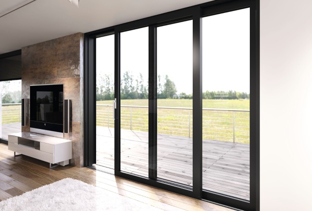 Patio door, sliding door next to television